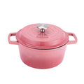 Bright Houseware Classic High Quality Enamel Cast Iron Casserole with Nonstick Pink and Black Finish 24cm Diameter