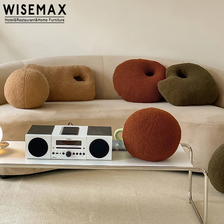 WISEMAX FURNITURE Modern Home Furniture Different Color Soft Sofa Cushion Durable Small Teddy Fabric Pillow for Bedroom