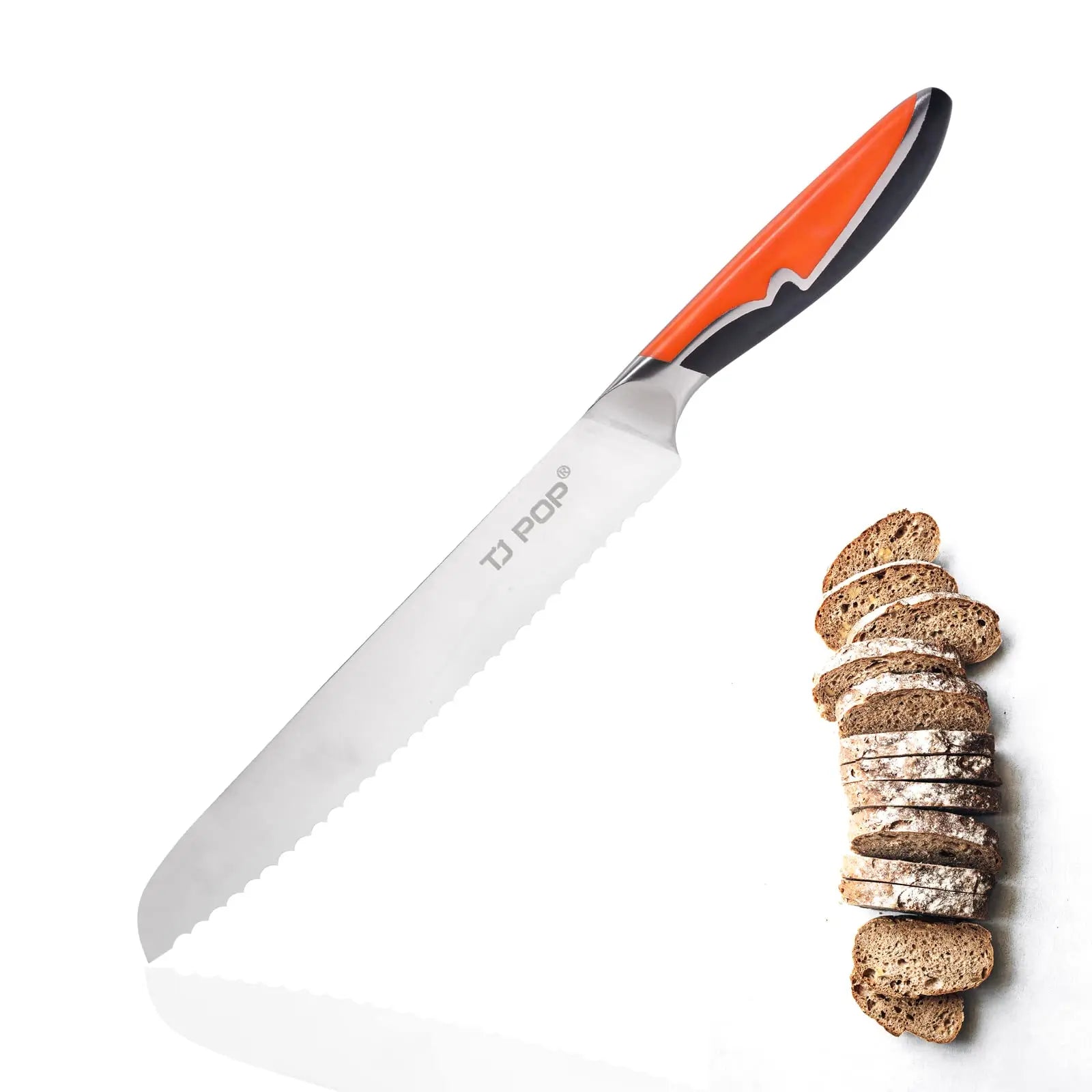 8-Inch High Carbon 1.4116 German Steel Kitchen Knives Luxurious Serrated Bread and Cake Knife with ABS and 430 Handle Edge