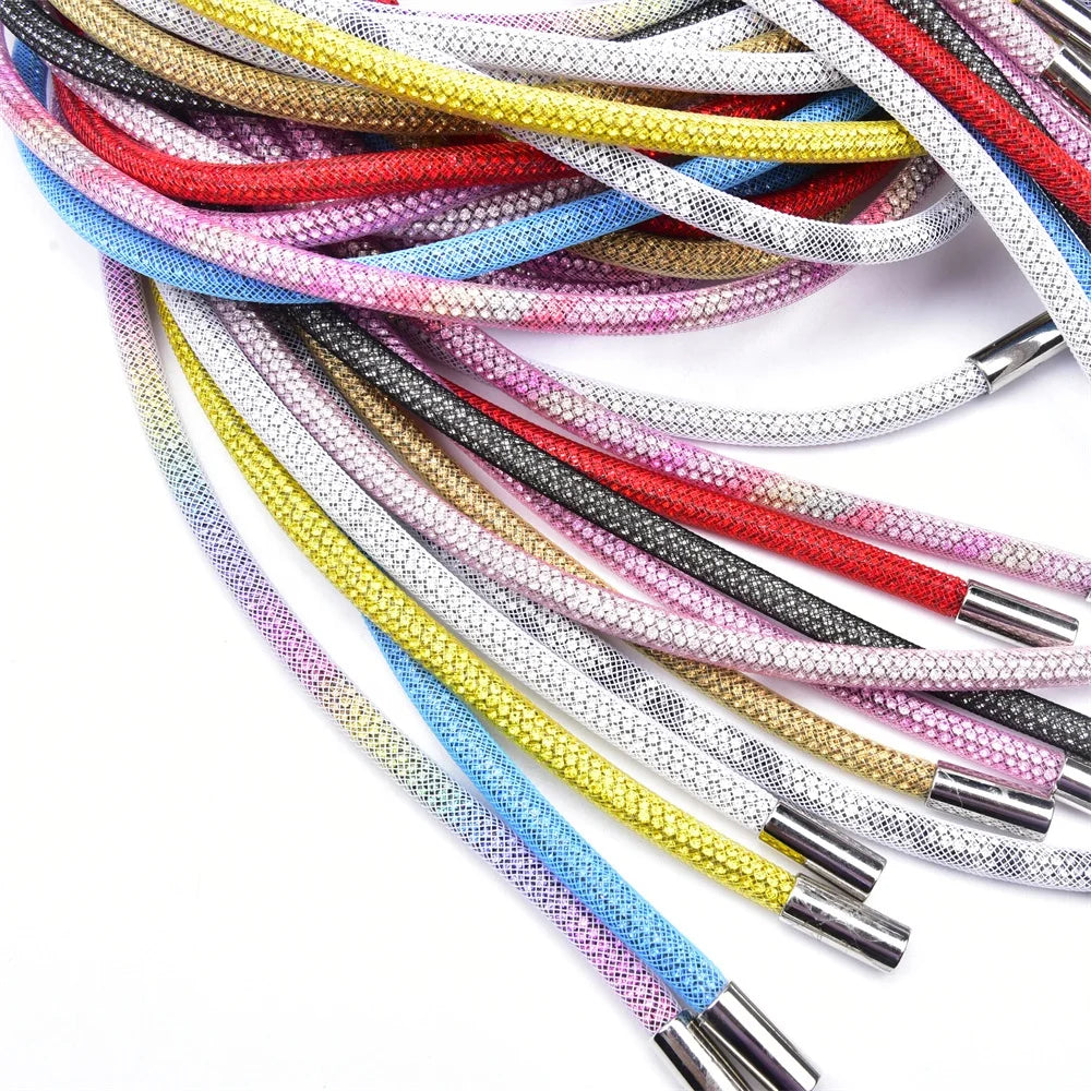 6mm Width 138cm Long Crystal Rhinestone Rope Trim Cord With Mesh Sweatpants Sweatshirts Hoodies Drawstring Garment Accessories