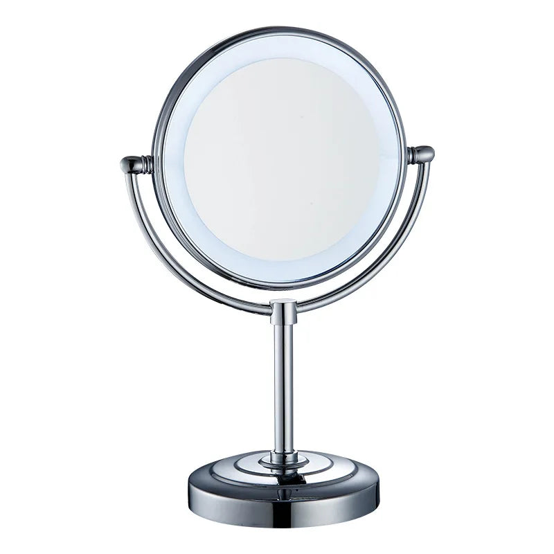 Modern Desktop Bathroom Mirror Chrome Plated Telescopic Rotating 3X Magnifying Double Sided High Clear Reflection 1 Year