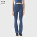 Latest Design Front Zip Four-Way Stretch Flared Pants Elastic High Waist Butt Lifting Tummy Control Pants for Women Yoga Sport