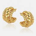 2021 Minimalist Explosion Gold Retro Half Circle Earrings C-shaped Coarse Twisted Woven Earring