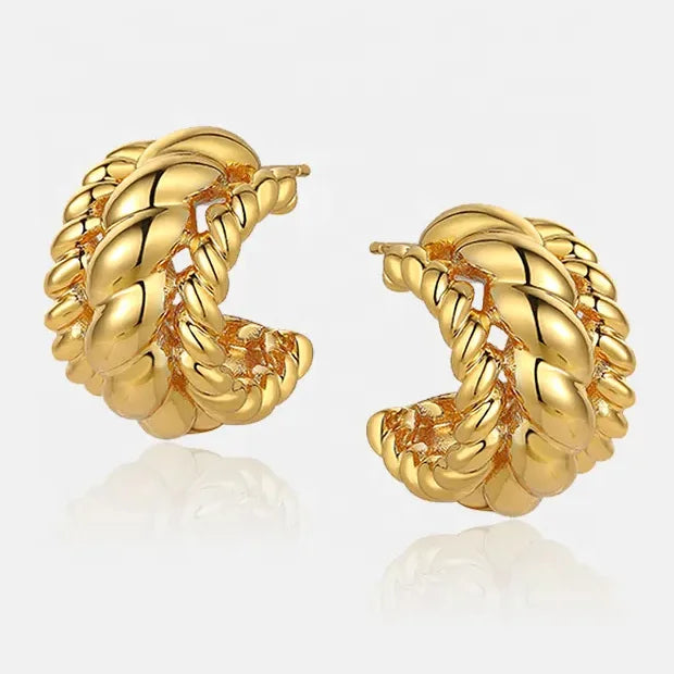 2021 Minimalist Explosion Gold Retro Half Circle Earrings C-shaped Coarse Twisted Woven Earring