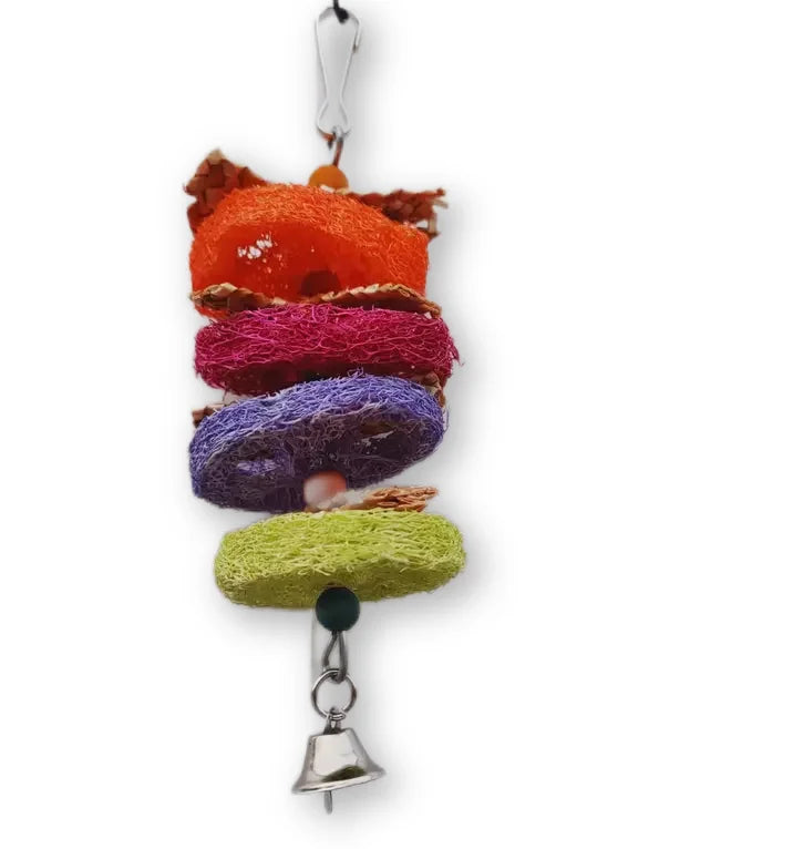 Eco-Friendly Wood Pet Swing Toy for Birds Parrot Cage Masticate Paw Loofah Sponge Cockatoo Chew Bites