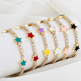 Stellar Radiance Cascade Wholesale Aaa Cubic Zirconia Women Star Bracelet for Girls 18K Gold Plated Edition
