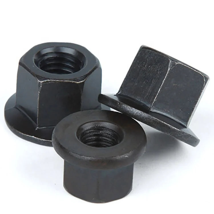 Grade 10 Black Oxide Coating Large Hexagon Flange Nuts Flange Head Hexagon Fastening Nut