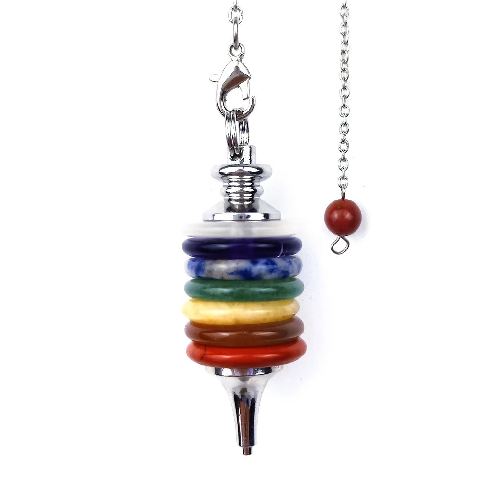 Hongzhuo Wholesale Natural Semi-precious Gemstones 7 Chakra Crystal Pendulum Pendant Folk Art Energy Practice Yoga Pendant Jewelry