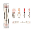 Customizable 4-in-1 Aluminum Ferrule Makeup Brush Set for Eyeshadow Eye Lip Face Concealing & Blush Foundation-Mini Travel Size