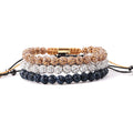 New Design 6mm Rhinestone Polymer Clay Ball Macrame Bracelet for Women Customized Logo JBS12786