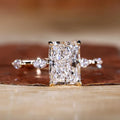 New Design Vvs Moissanite Side Diamond  Engagement Rings Women Wholesale 925 Silver Radiant Cut Diamond Ring Jewelry