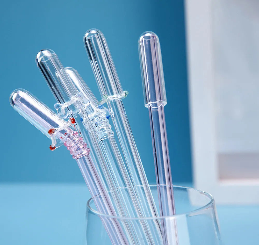 Custom Wholesale Reusable Straw Suction Head with Dust Cover Bar Accessories Glass Straw Cover
