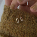 2025 Small Geometric Silver Jewelry Unique Design Oval Stud Earrings