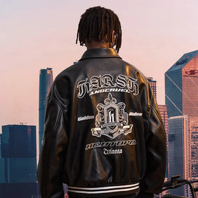 Clothing Manufacturers Custom Striped Embroidered Loose Leather Plus Size Men's Varsity Jacket Stretch Unisex Wool Jacket