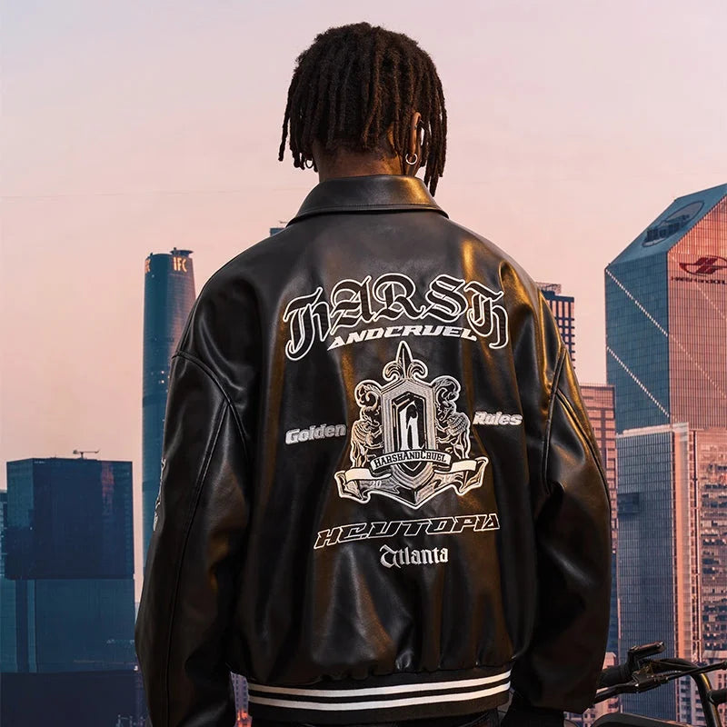 Clothing Manufacturers Custom Striped Embroidered Loose Leather Plus Size Men's Varsity Jacket Stretch Unisex Wool Jacket