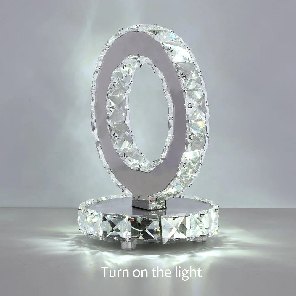 Crystal Table Lamp Heart Table Lamp Home Indoor Lighting Modern Chrome Table Light