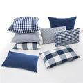 Simplicity Blue Plaid Striped Grid Cushion Covers Geometric Striped Sofa Pattern Throw Pillow Case