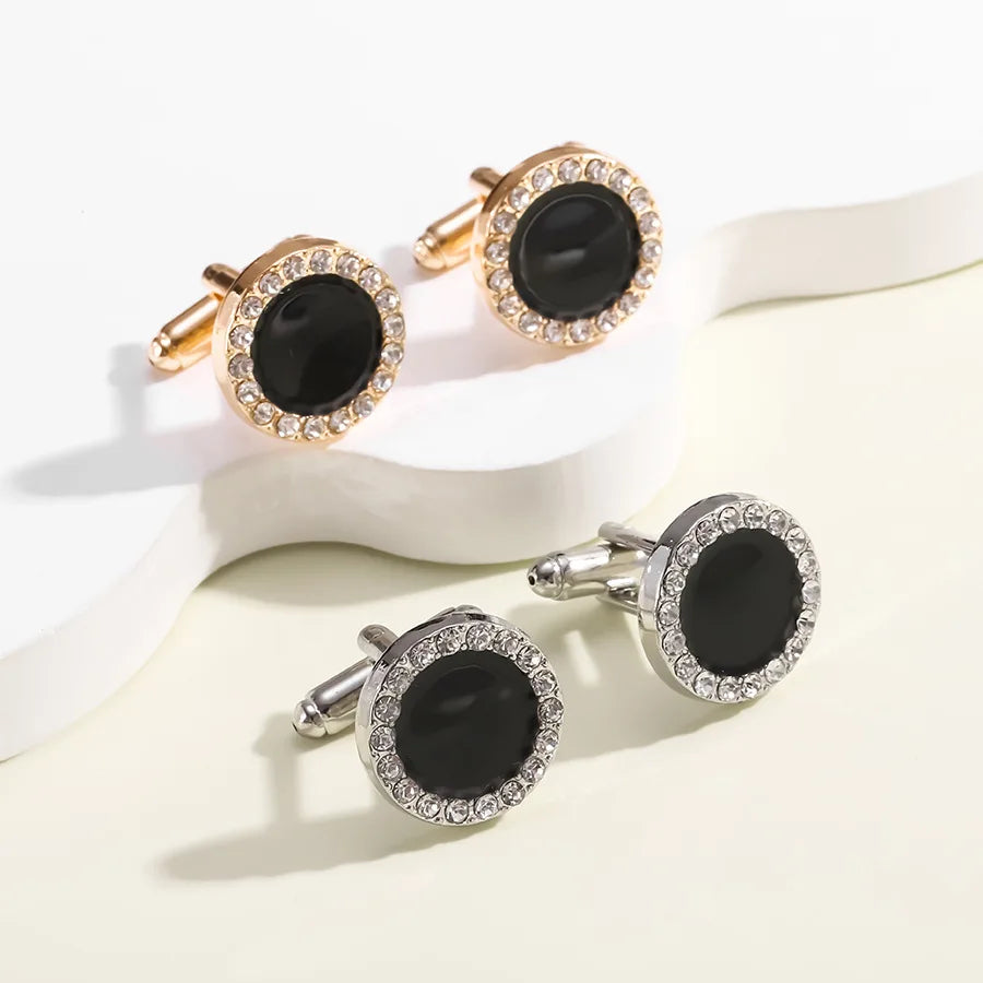Wholesale New Fashion Gold Metal Cufflinks for Men for Weddings Engagements Parties Anniversaries Chinese Crystal Men's Gift