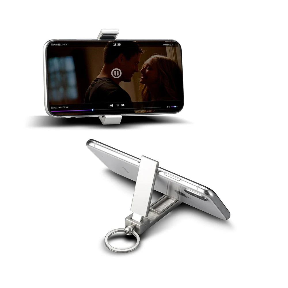 Wholesale Foldable Vertical Mobile Phone Holder Zinc Alloy Desktop Live Streaming Stand Custom Logo Metal for Buckle Keychain
