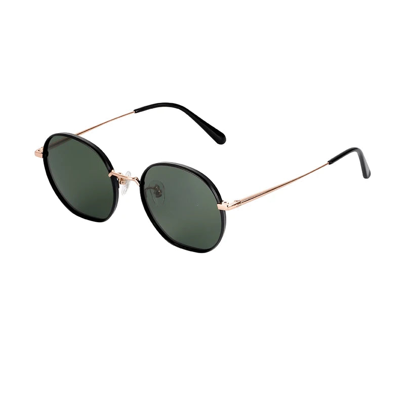 Men's Trendy Polarized Sunglasses with Unique Shape Classic Colorful Metal Frame Gold or Silver Lenses Made of Tac Material