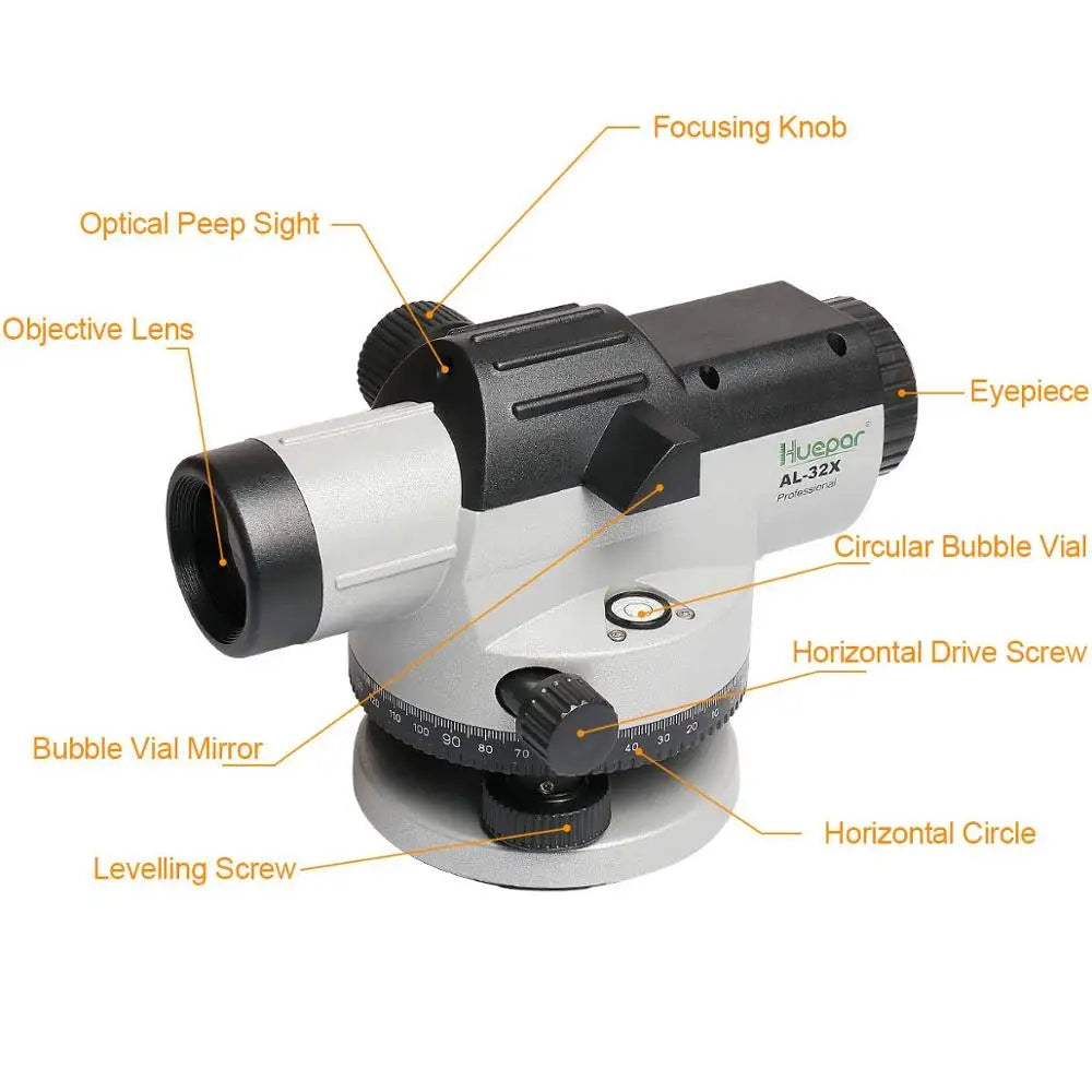 AL-32X Optical Laser Level Accurate Levelling Tool Optical Level Instrument Self-levelling Height/Distance/Angle Measuring Tool