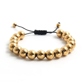 Handmade Braided Adjustable Stainless Steel Bead Bracelet Beads 18K Gold Plated Stainless Steel Adjustable Bracelet Women Girls
