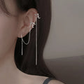 2022 New Design Rhinestone Long Chain Moon Diamond Earbone Clip Crystal Moon Crescent Tassel Piercing Earring Women