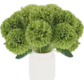 12 Pcs Artificial Chrysanthemums Ball Flowers Mums Green Silk Flowers for Home Floral Arrangement St Patricks Day Table Decor