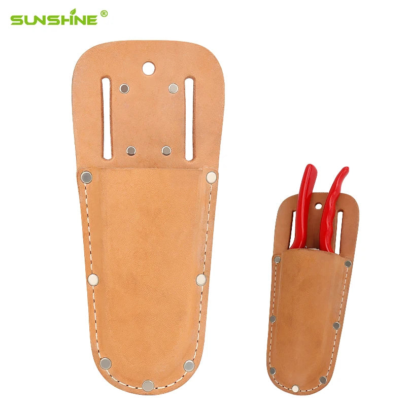 SUNSHINE Custom Genuine Leather Pliers Pouch Handmade Tool Leather Pruner Carrier with Clip Scabbard with Cowhide Belt Pocket