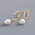 Fashion 925 Silver Natural Pearl Earrings Luxury 18K Gold Plated Irregular Freshwater Big Pearl Dangle Earring Custom for Women