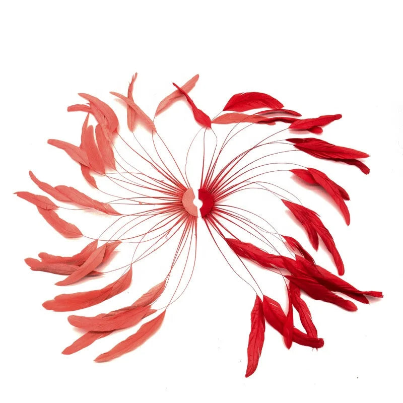 SHC Selected Prime Millinery Supplies Dyed Stripped Hackle Rooster Feather Fan 10-12inch Other Material