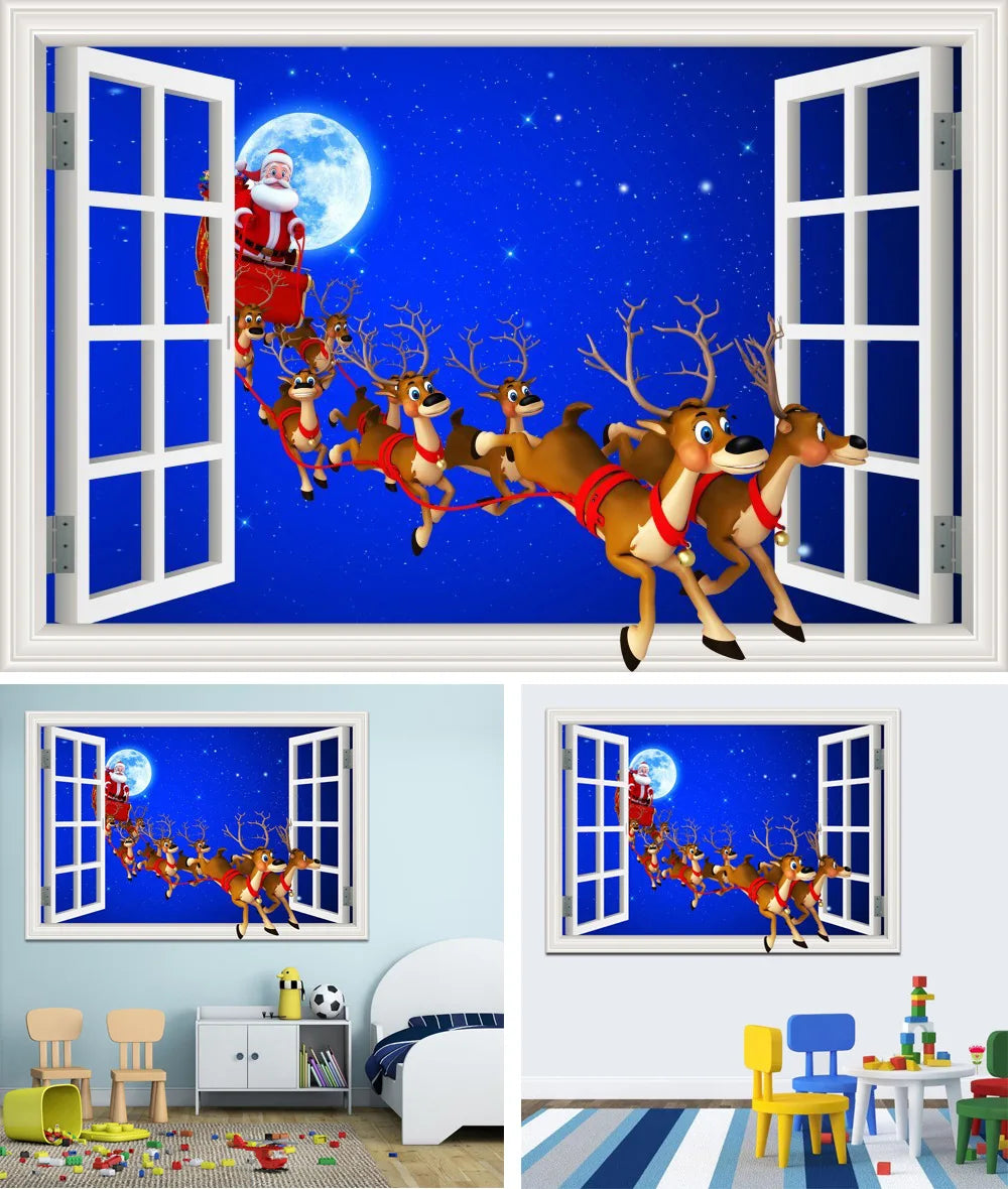 Christmas Popular Wall Hanging Tapestry Santa Claus Elk Window Scenery Wall Tapestry Home Decoration Christmas Decor