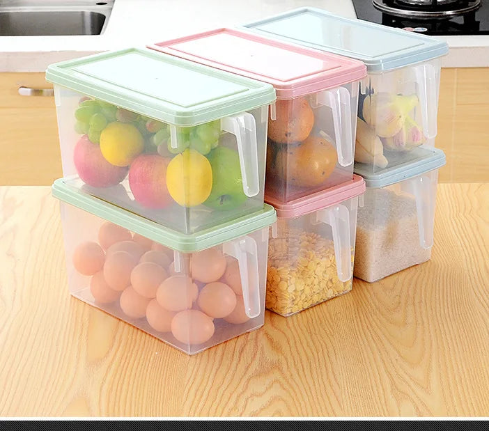 Handle Fresh Plastic Rectangular Storage Box for Refrigerator Egg and Food Freezing Big Capacity with Aluminum Technics