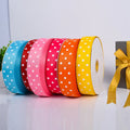 Custom Printed Logo Dot Grosgrain Ribbon 100% Polyester Satin Single Face Wired Fabric for Bow Making for Gift Decoration