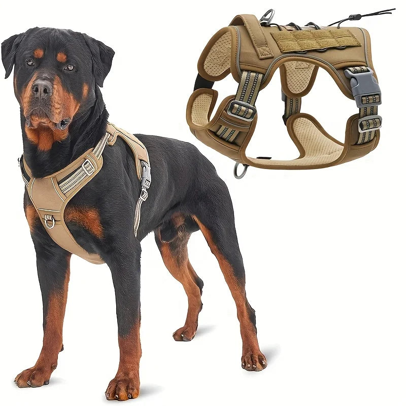 DOUBLEFLY Polyester Reflective Sport Style Dog Training Harness for Small/Medium/Large Dogs with Front Clip Leash Easy Control