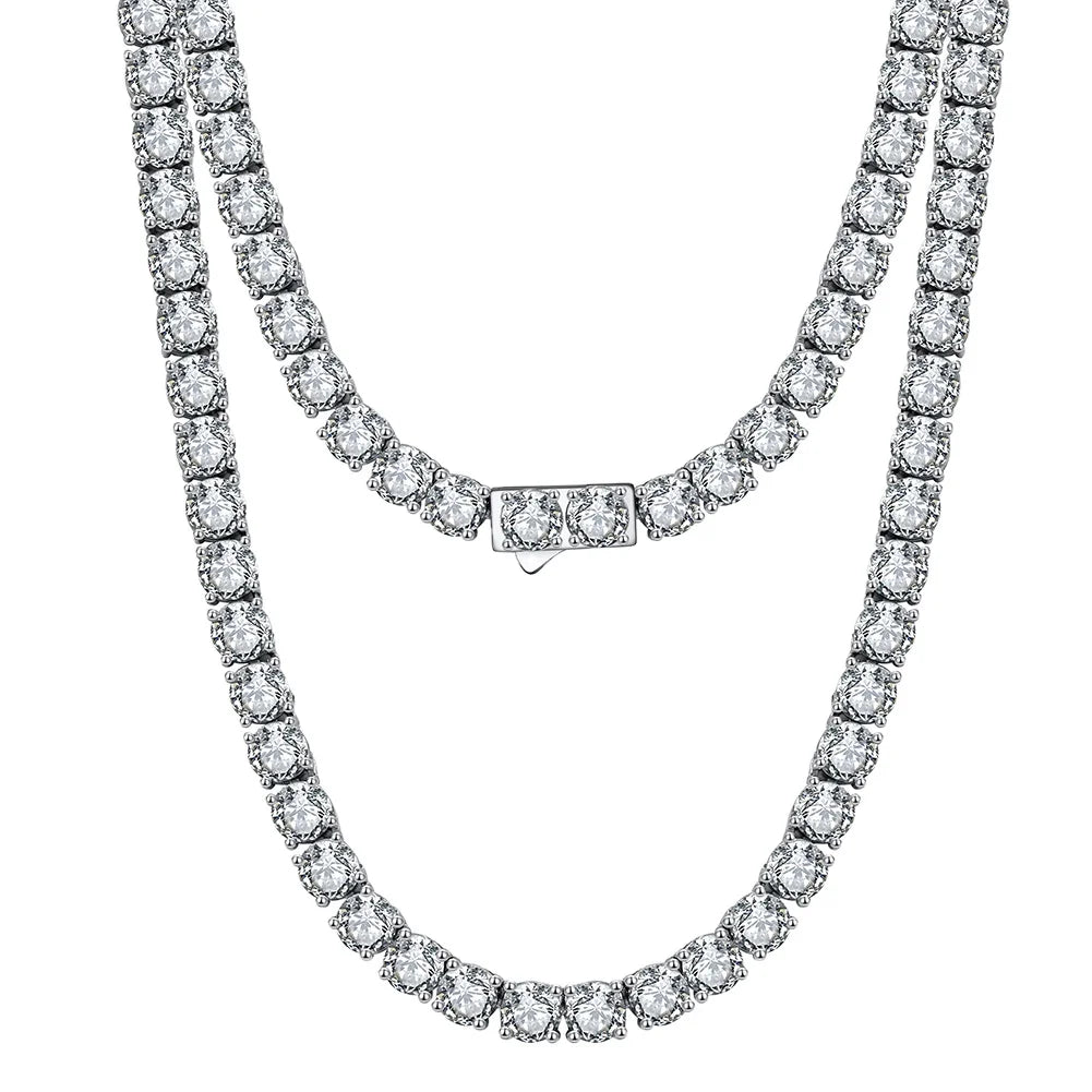 RINNTIN SC73 2MM 3MM 4MM Costom Italy S925 Chain Necklace Silver Chain Rhodium Plated Custom Tennis Chain Necklace for Women