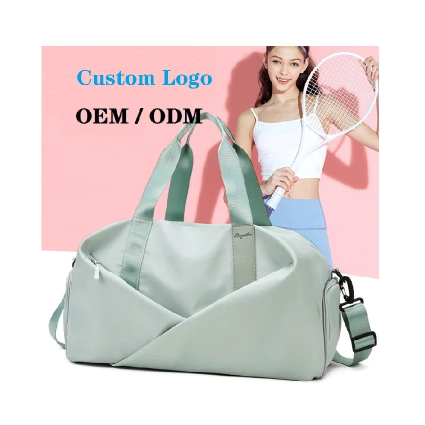 Waterproof Nylon Sports Bag with Zipper Closure Fashionable Oxford Material for Men Women Travel M L Customized for Pink Gym Bag