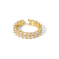 Minimalist 18K Real Gold Plated Double Layer Wheat Head Opening Cubic Zircon Copper Copper Rings