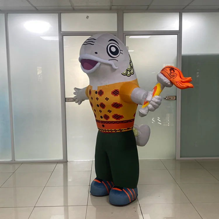 2.1m Strange Fish Walking Inflatable Costume for Interaction Easy Setup Compact Storage Custom Unique Inflatable Mascot Costume