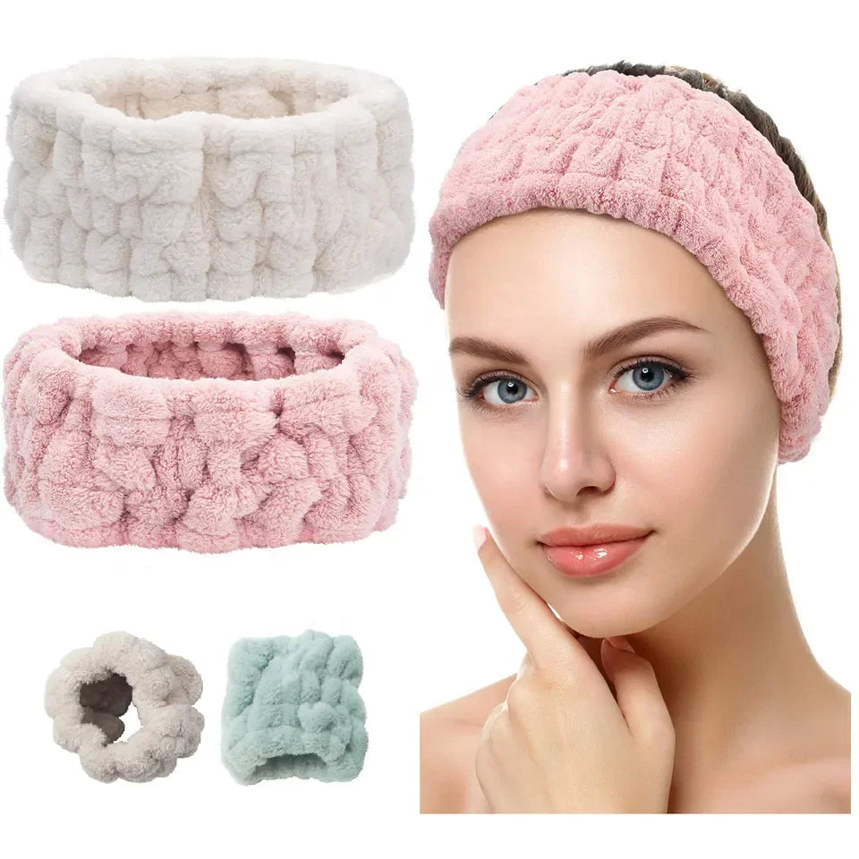 Customized Solid Color Elastic Princess Make up Headband Washing Face Women Spa Bow Facial Spa Headband