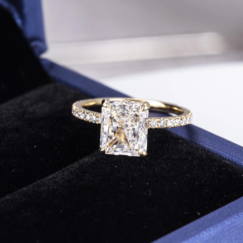 Messi Gems MSR-522 18k Gold Solitaire Engagement Wedding Ring 2.2ct Radiant Lab Grown Diamond Ring