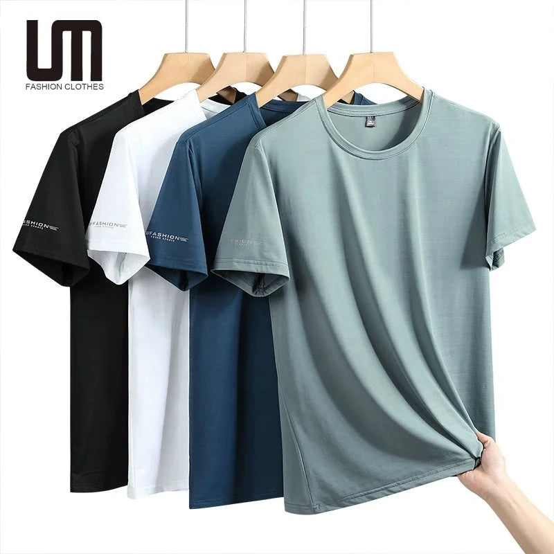 Liu Ming 2025 New Fashion Summer Men s Ice Silk Short Sleeves Thin Sports Tops Breathable Outdoor T Shirts
