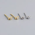 FUAMAY Round Bezel Setting Cubic Zirconia Stud Earrings Gold Plated Tiny Sterling Silver Earrings Stud Post for Girl Engagement