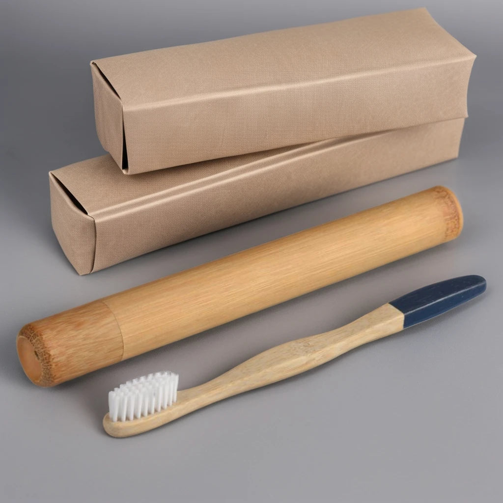 Eco Bamboo Toothbrush with Medium Bristles Biodegradable and Plastic-Free Disposable Foldable Low Carbon Handle Brush