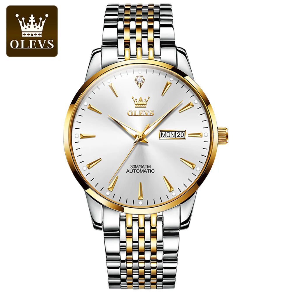 OLEVS 6635 OEM Factory Cheap Mens Waterproof Wrist Stainless Steel Relogio  Automatic Mechanical Watches Mens Wrist Watch