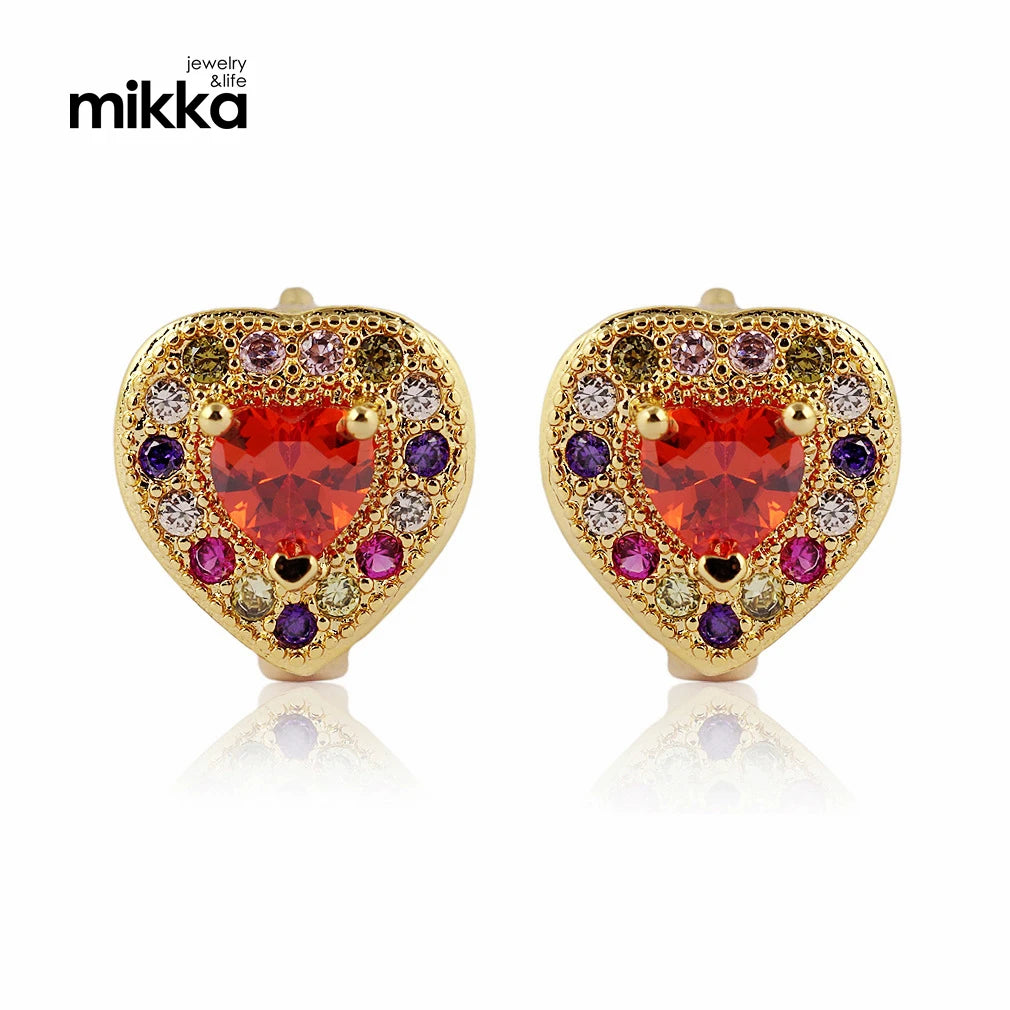Women Elegant Vintage Austria Heart Zircon Crystal Fashion Earring High Quality Gift