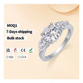 Fast Delivery Moissanite Three Stone Ring 925 Sterling Silver Perfect Gift for Engagement Anniversary or Special Occasions MegaBDM