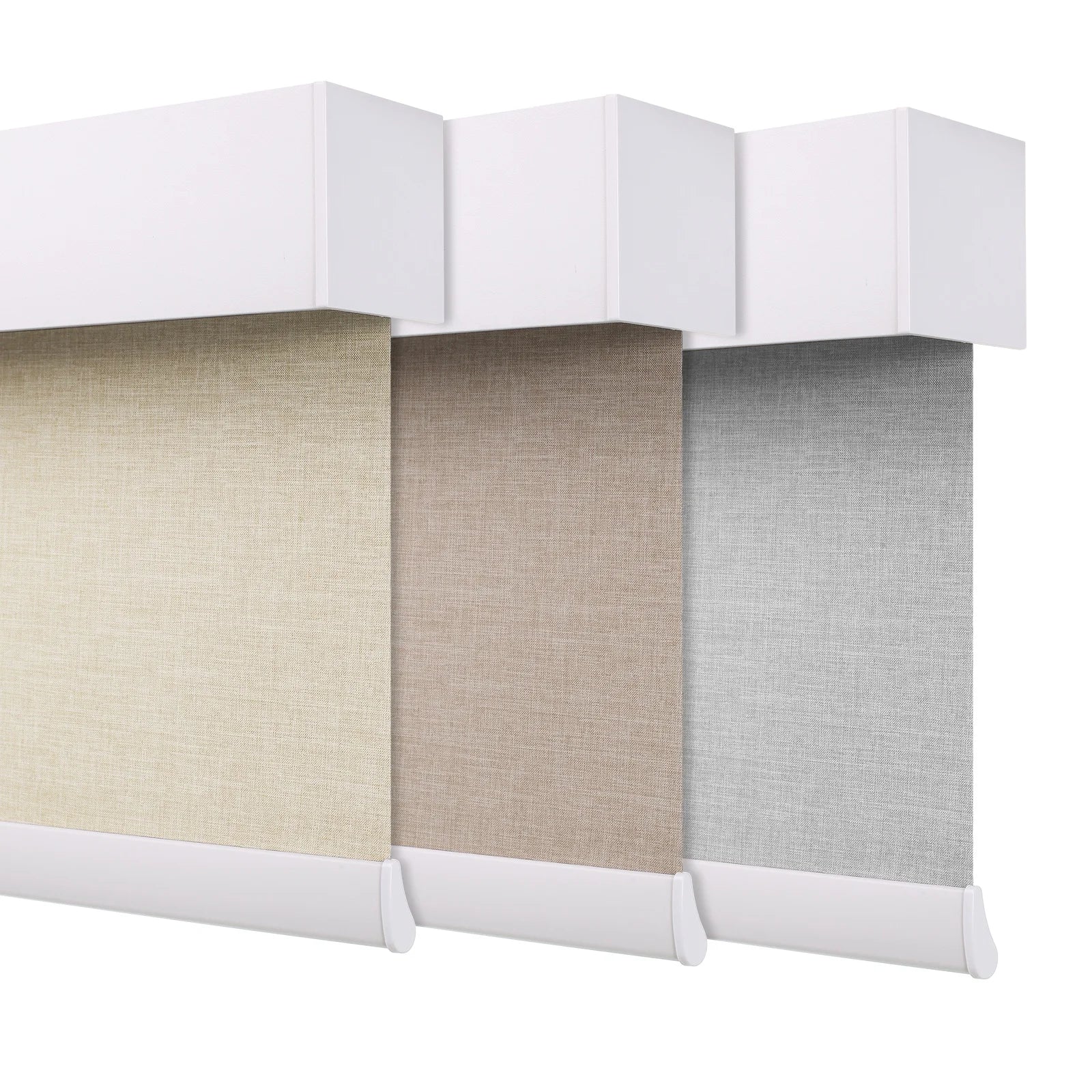 ZSTARR Spring Roller Blind with Double Sided Fabric Beige Linen Blind Spring System Roller Blinds Indoor