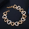 Classic 585 Gold Plated Love Heart Shape Cubic Zircon Tennis Bracelet for Women Trendy Wristband Girlfriend Gifts  CZ Jewelry