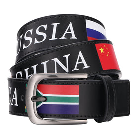 Custom Printed Pattern Logo Alloy Pin Buckle PU Leather Men's Casual Fashion Belt